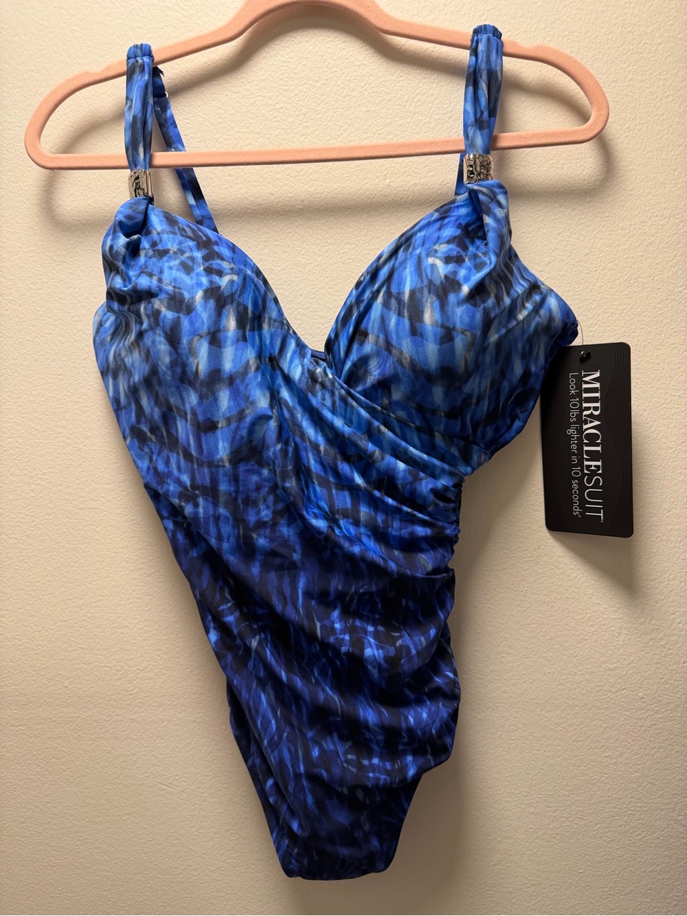 Miraclesuit Blue & Black NWT Sz 14 Padded Cup & Wire Adjustable Straps